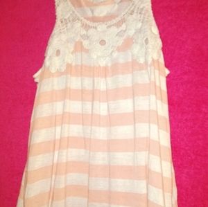 Forever 21 pink and white striped lace tank top
